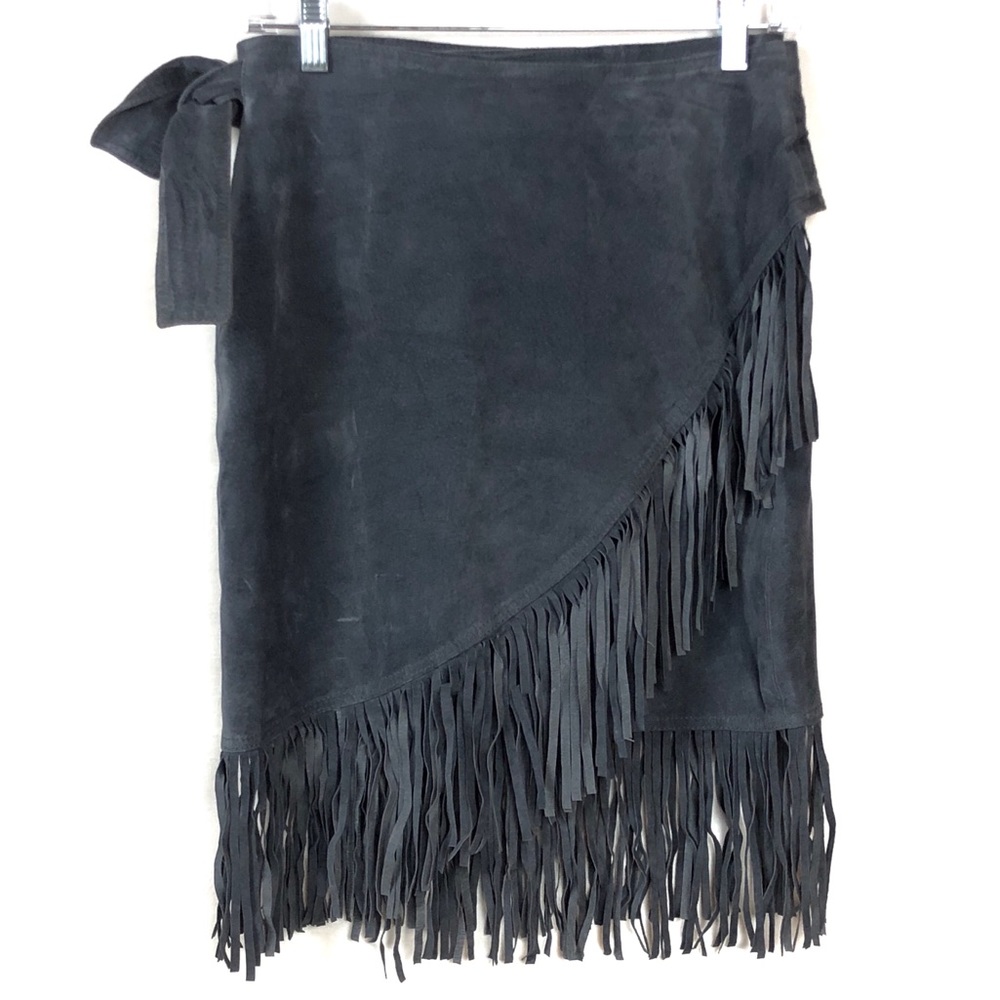 Cedars 100% Leather Mini Skirt w/ Fringes